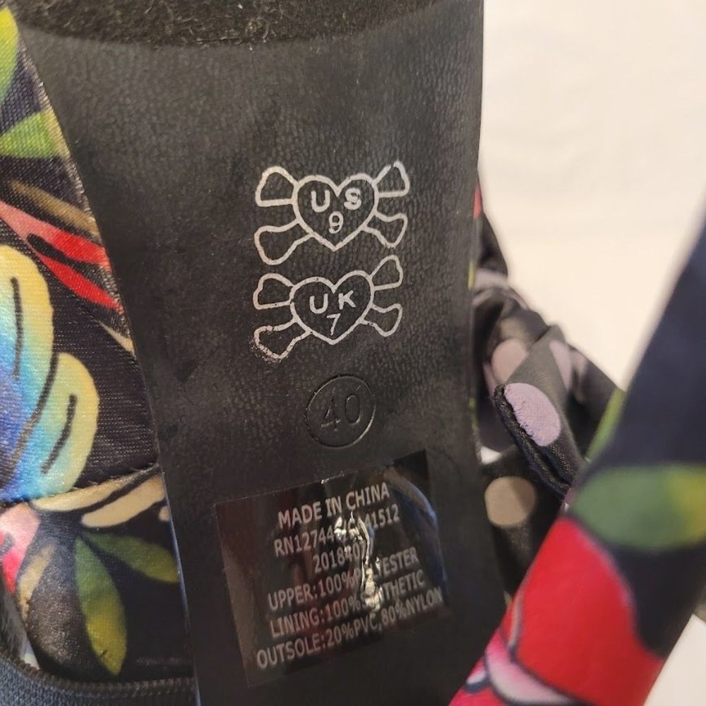 Iron Fist Society Suicide Roses Polka Dots Leopard Print Retro Rockabilly Size 9 - Picture 8 of 12